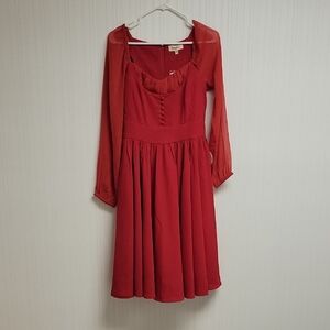 Timeless London Elegant Red Women's Cottagecore Midi  Dress. Sz 6 NWT